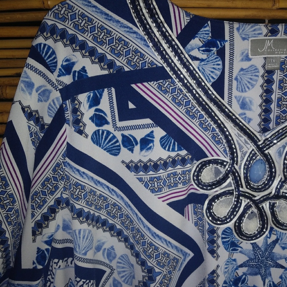 M Collection 1X Blue Sea Shell Top Plus - Picture 2 of 3